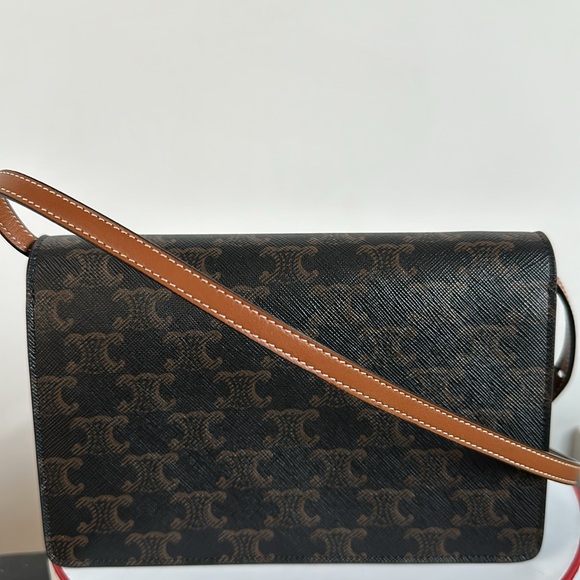 Celine Wallet  on strap in Triomphe canvas and smooth lambskin - Picture 6 of 16